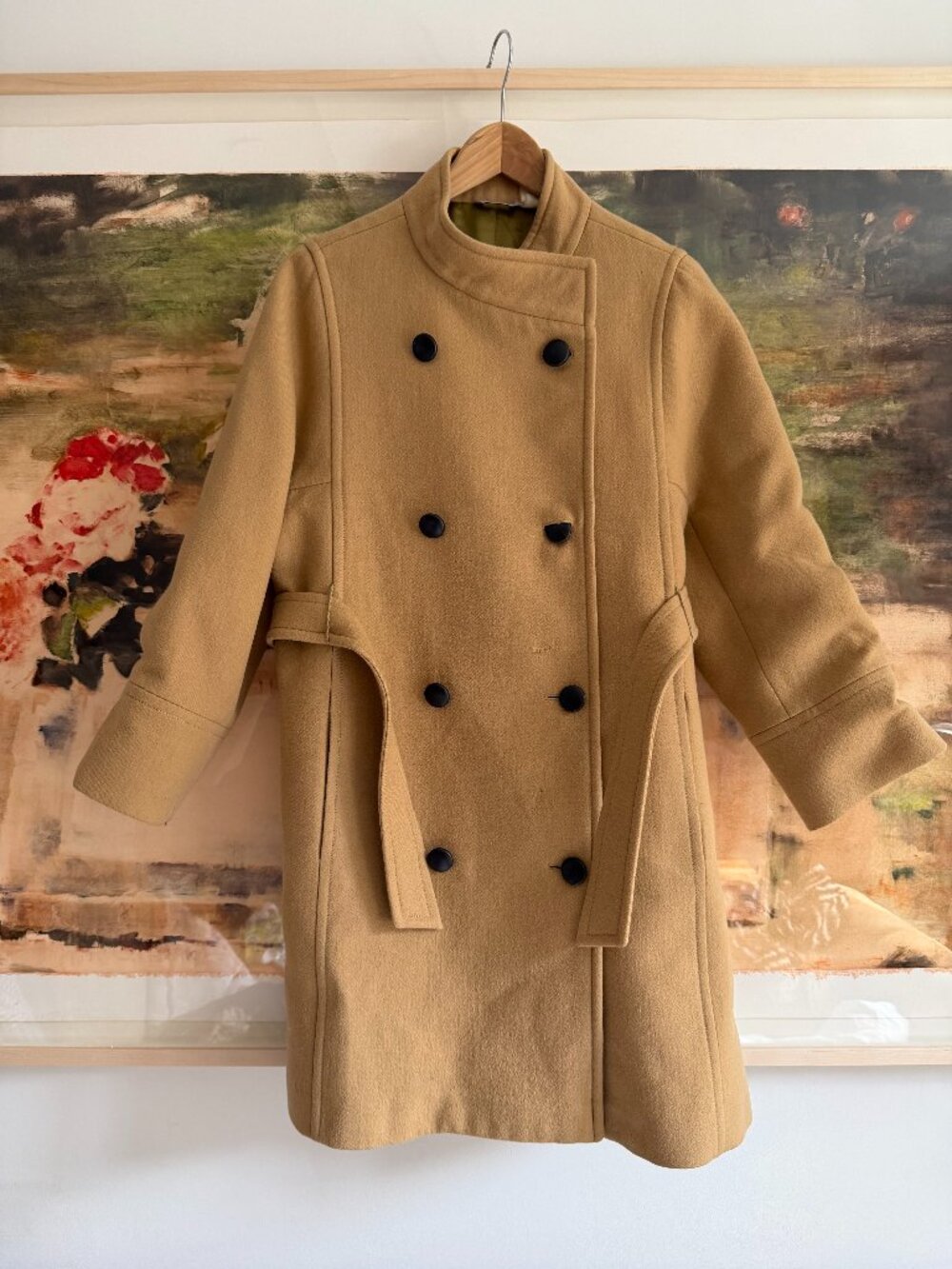 BARNEYS NEW YORK camel wool pea coat